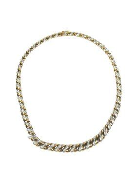 Gold Vermeil Sterling Silver 925 Necklace Cubic Zirconia Double San Marco Link
